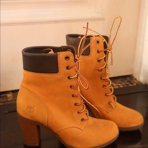 High heel timberlands.